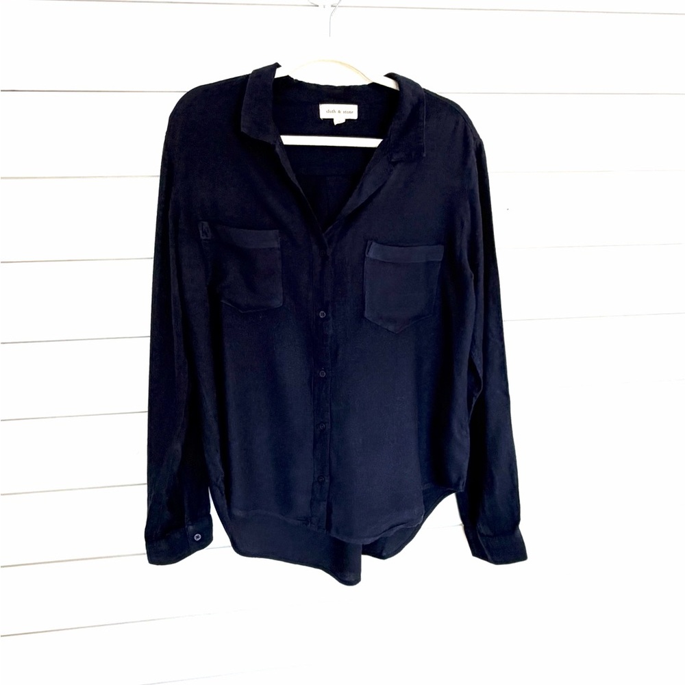TWO!! Cloth and Stone Button Down Shirts - Navy and Dove Gray - Picture 3 of 10